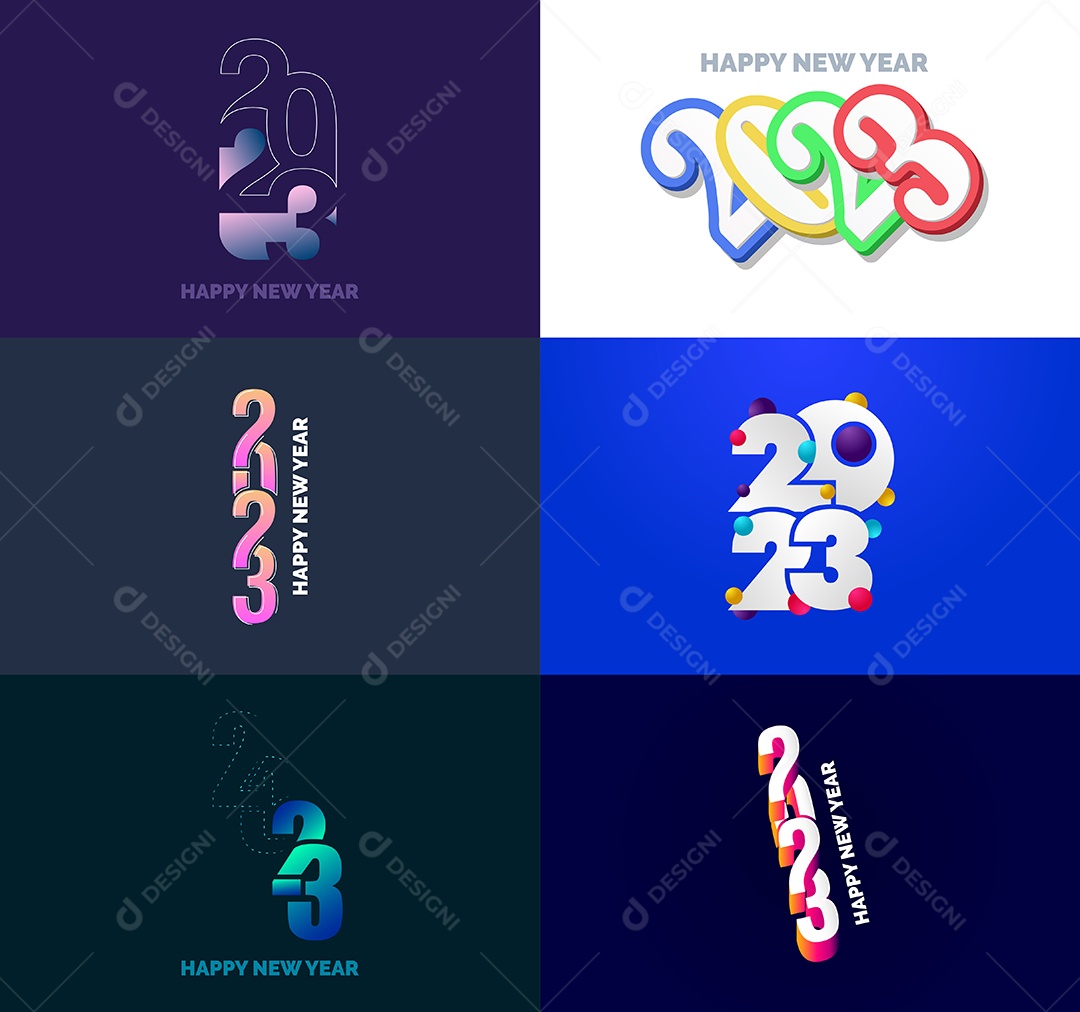 Coleção de Símbolos de Feliz Ano Novo de 2023 Vetor EPS