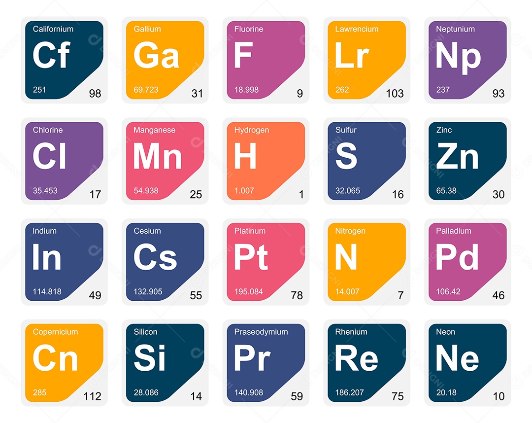 Tabela Periódica Colorida Ícones Vetor EPS