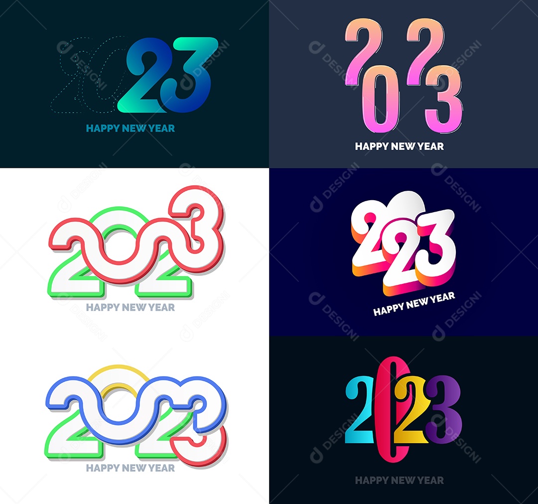 Coleção de Símbolos de Feliz Ano Novo de 2023 Vetor EPS