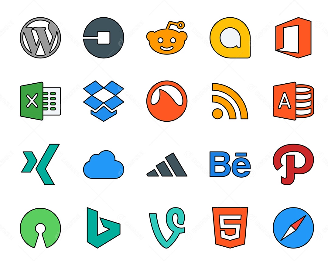 Pacote de ícones de mídia social Vetor EPS