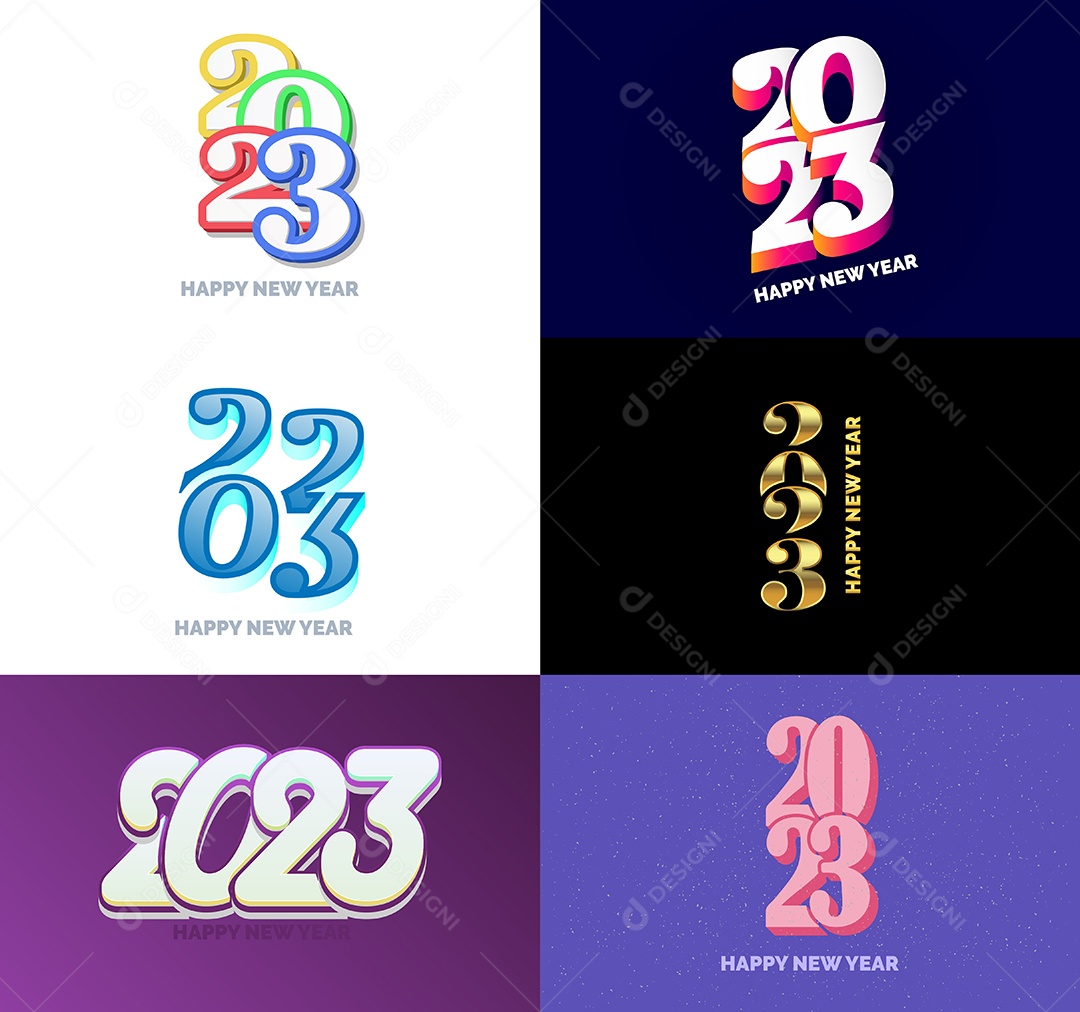 Coleção de Símbolos de Feliz Ano Novo de 2023 Vetor EPS