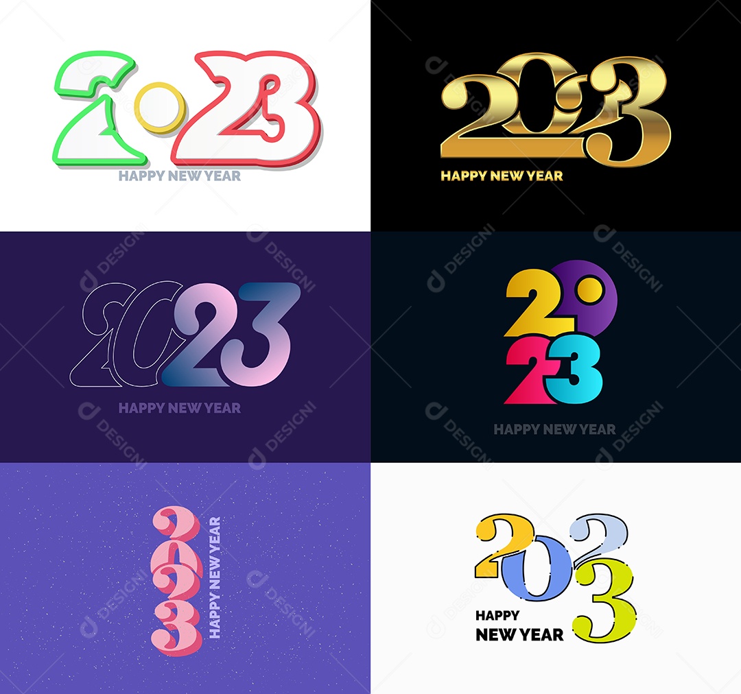 Coleção de Símbolos de Feliz Ano Novo de 2023 Vetor EPS