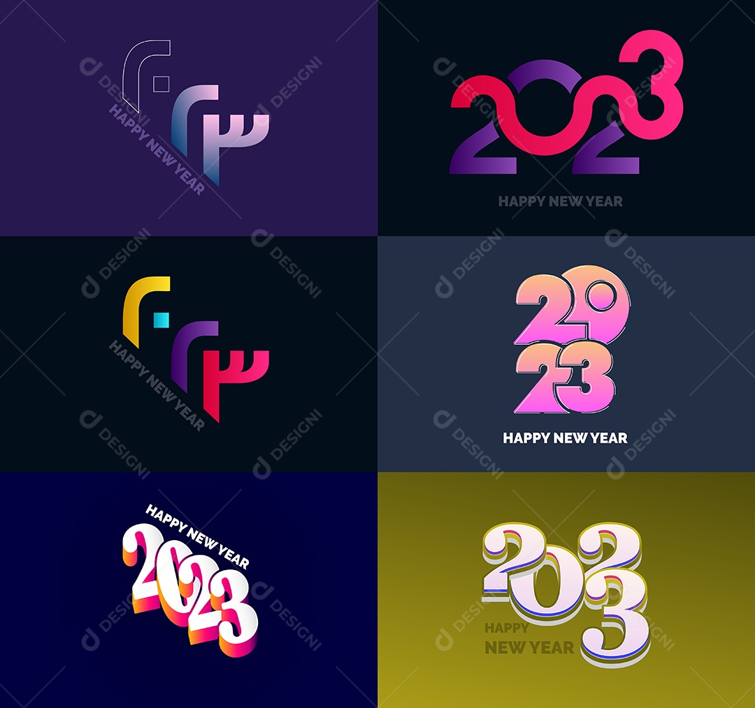 Coleção de Símbolos de Feliz Ano Novo de 2023 Vetor EPS