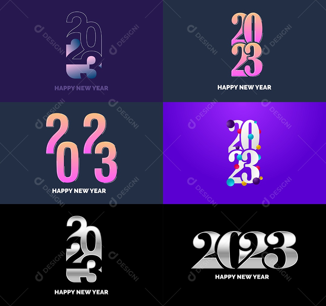 Coleção de Símbolos de Feliz Ano Novo de 2023 Vetor EPS