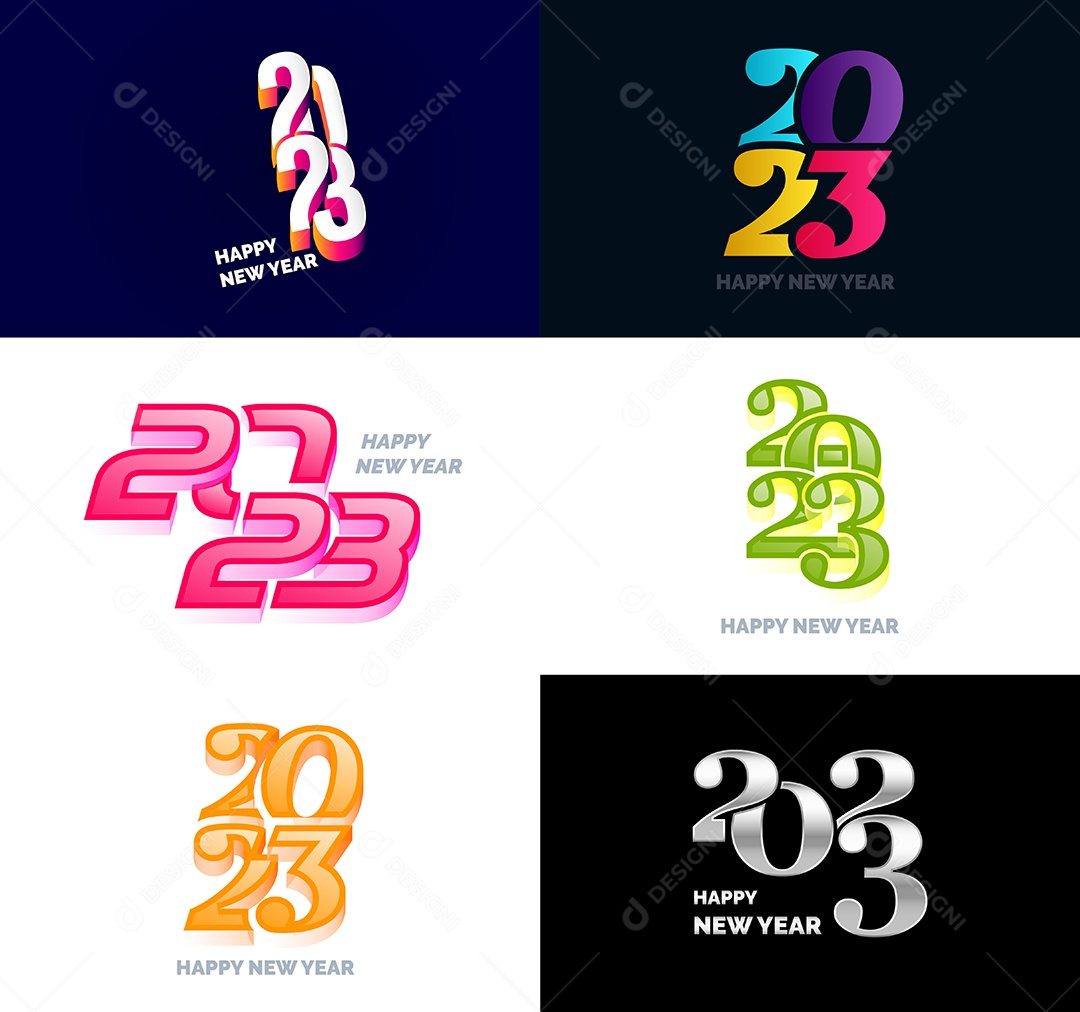 Coleção de Símbolos de Feliz Ano Novo de 2023 Vetor EPS