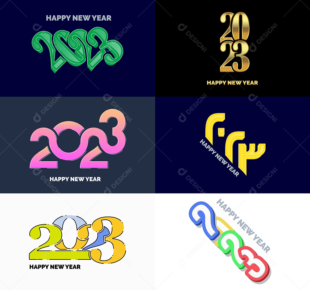 Coleção de Símbolos de Feliz Ano Novo de 2023 Vetor EPS