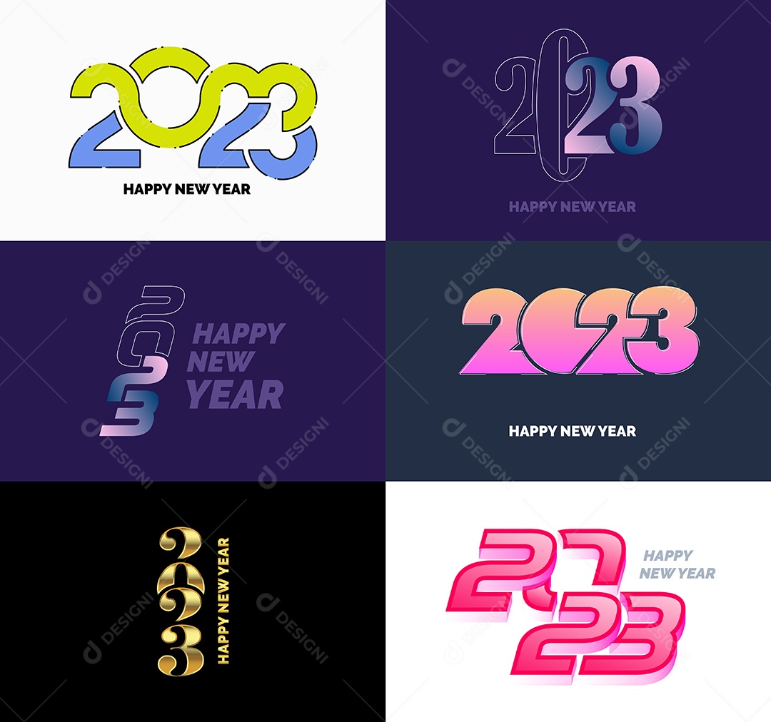 Coleção de Símbolos de Feliz Ano Novo de 2023 Vetor EPS