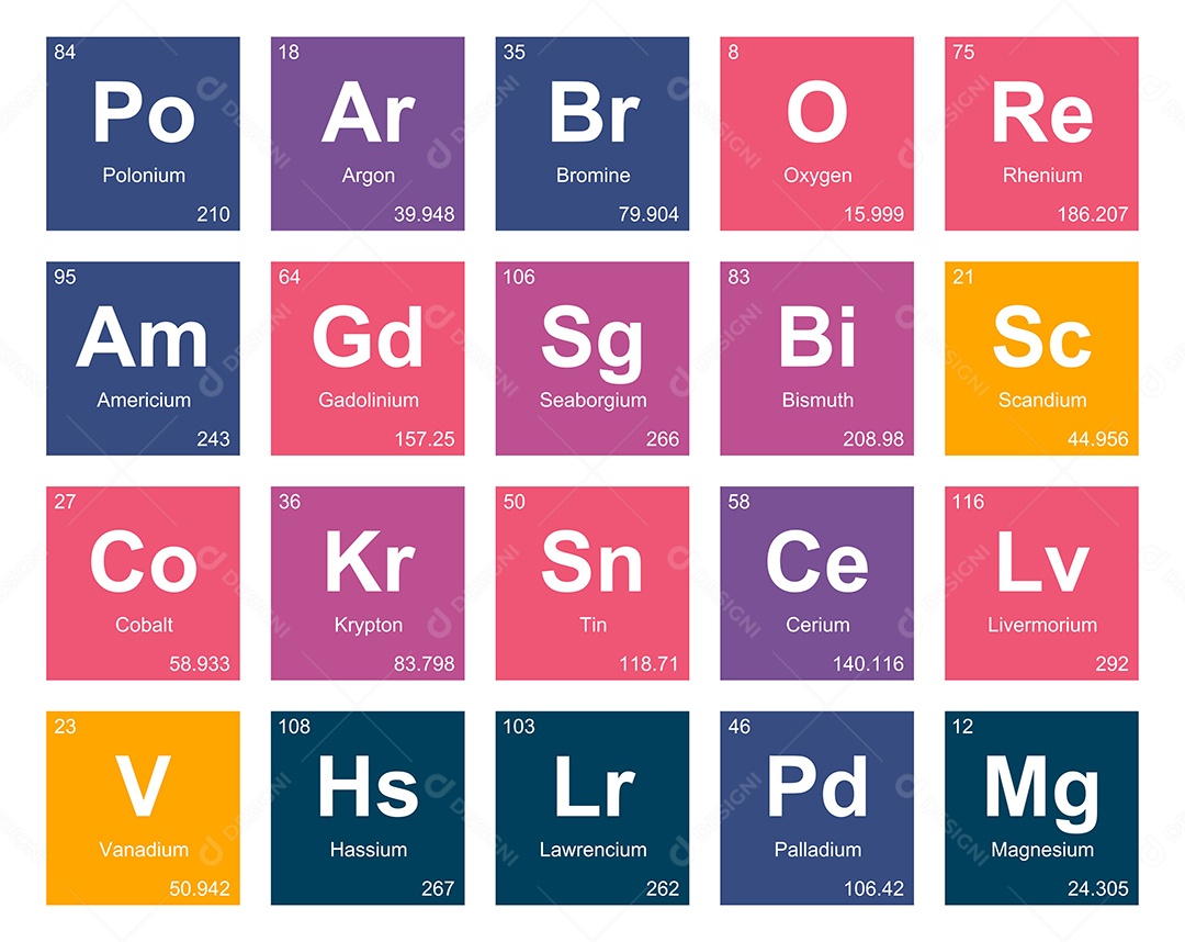 Tabela Periódica Colorida Ícones Vetor EPS