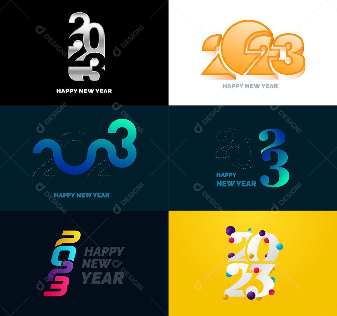 Coleção de Símbolos de Feliz Ano Novo de 2023 Vetor EPS
