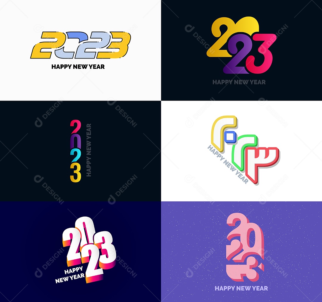 Coleção de Símbolos de Feliz Ano Novo de 2023 Vetor EPS