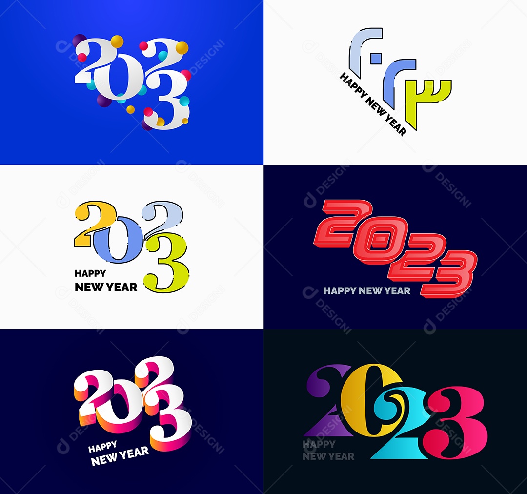 Coleção de Símbolos de Feliz Ano Novo de 2023 Vetor EPS