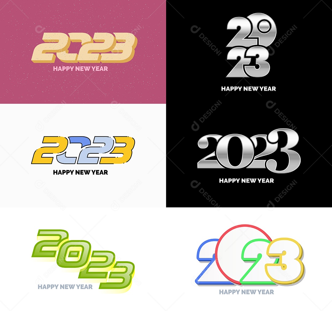 Coleção de Símbolos de Feliz Ano Novo de 2023 Vetor EPS