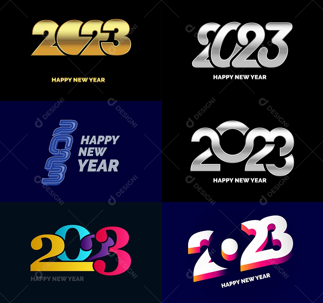 Coleção de Símbolos de Feliz Ano Novo de 2023 Vetor EPS