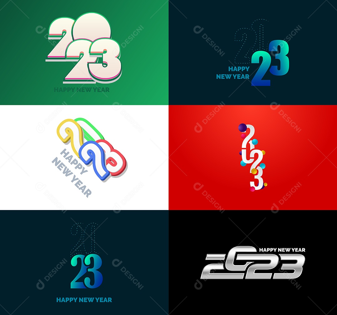 Coleção de Símbolos de Feliz Ano Novo de 2023 Vetor EPS