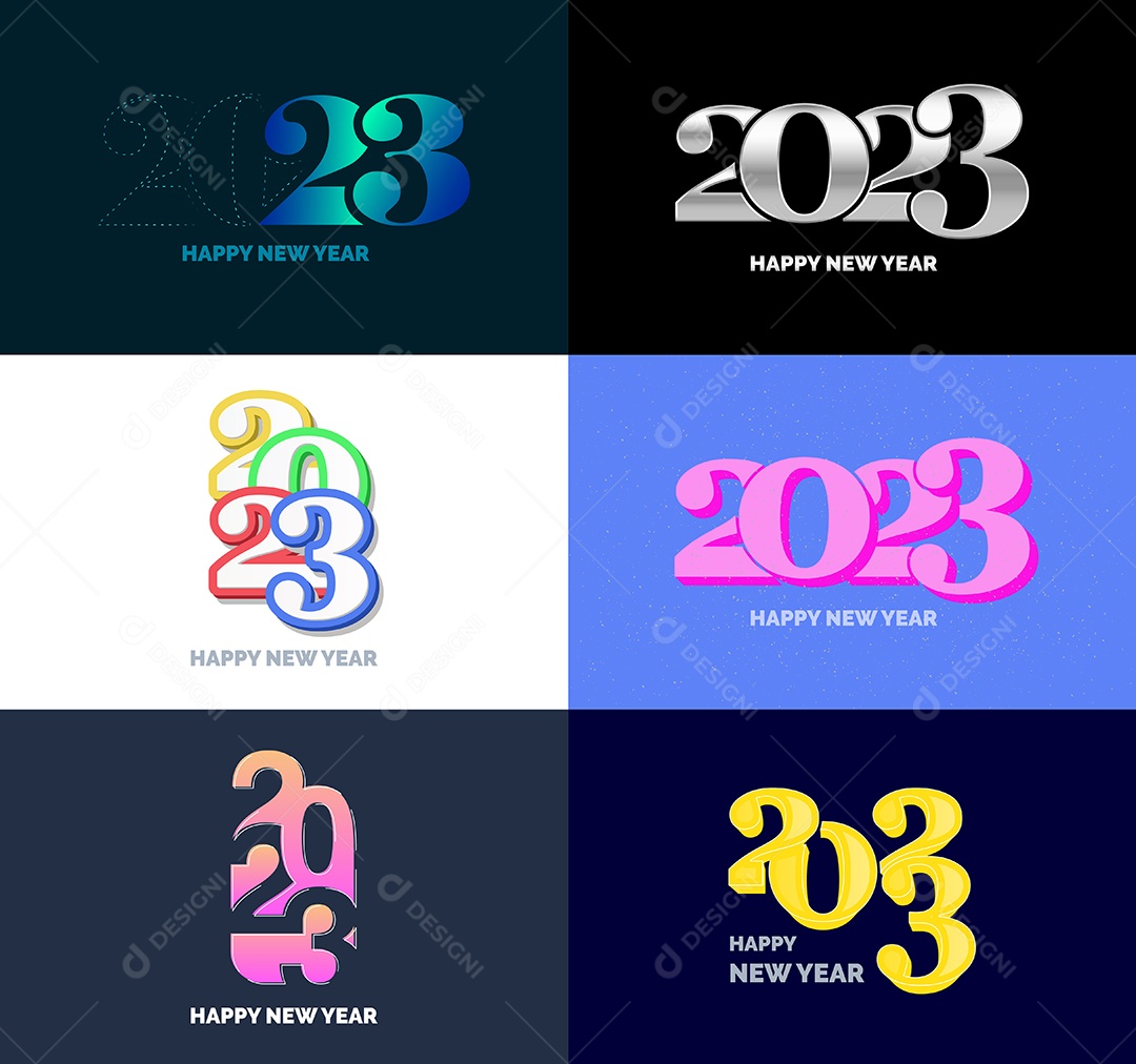 Coleção de Símbolos de Feliz Ano Novo de 2023 Vetor EPS