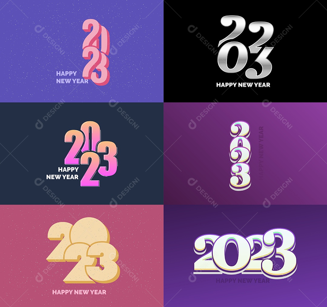 Coleção de Símbolos de Feliz Ano Novo de 2023 Vetor EPS