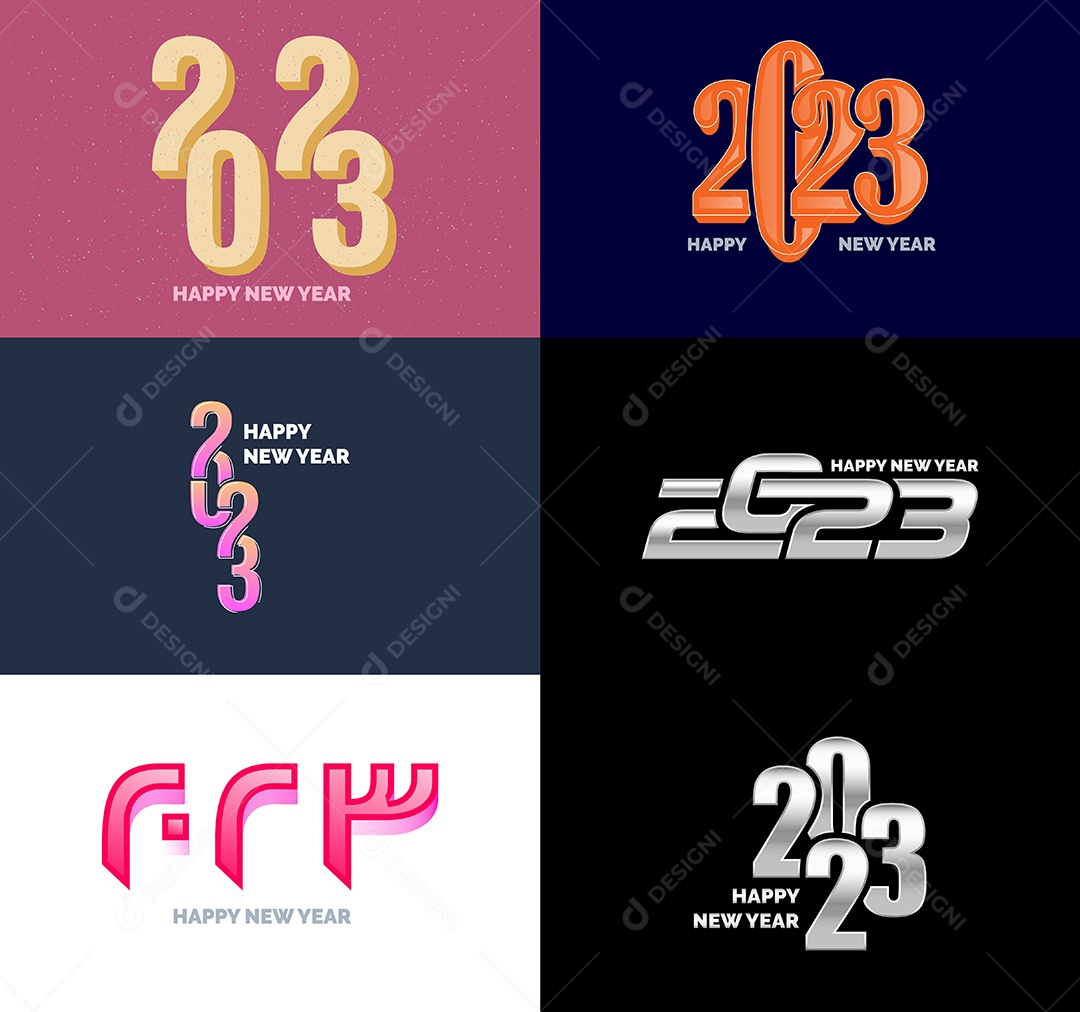Coleção de Símbolos de Feliz Ano Novo de 2023 Vetor EPS