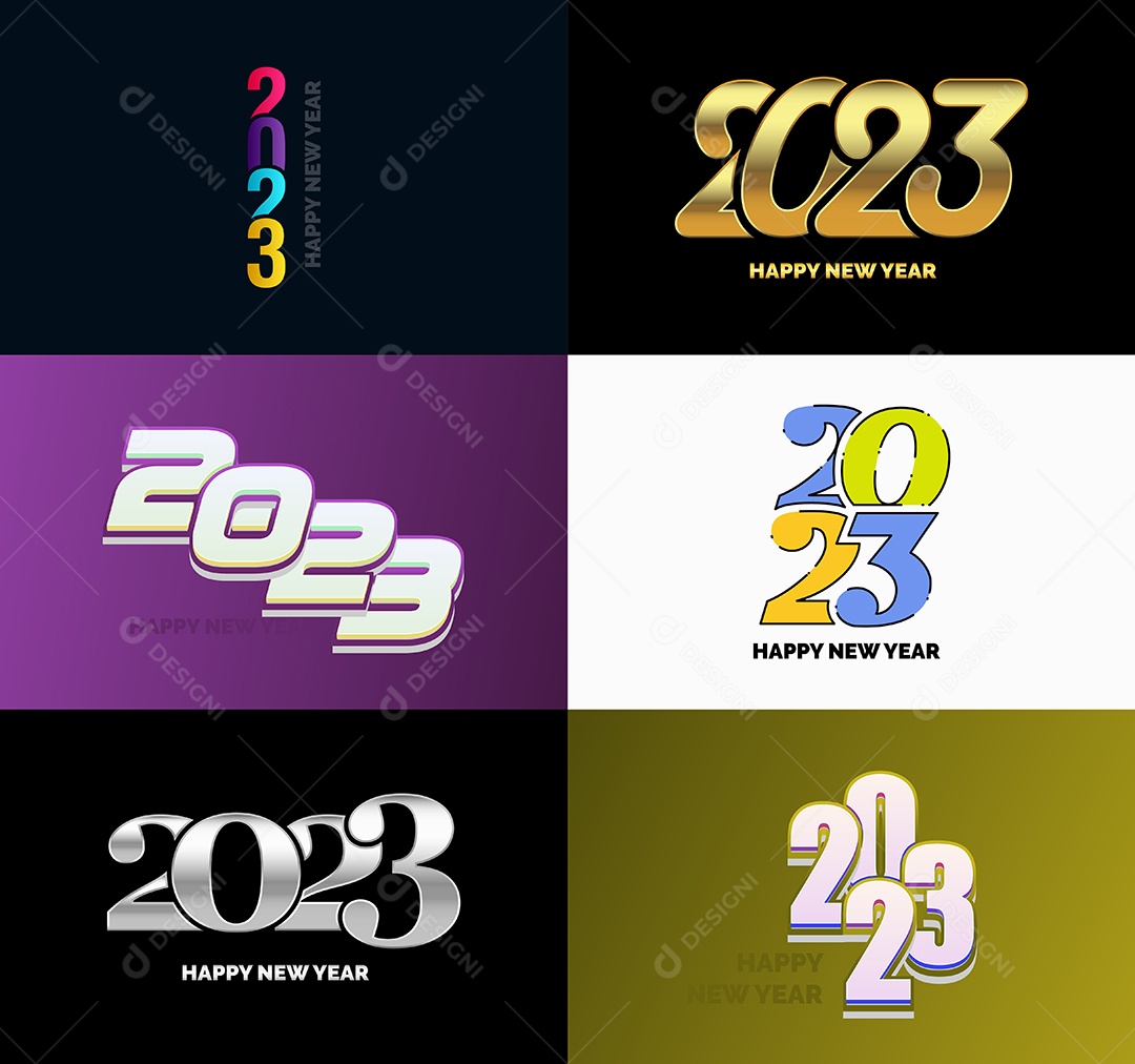 Coleção de Símbolos de Feliz Ano Novo de 2023 Vetor EPS