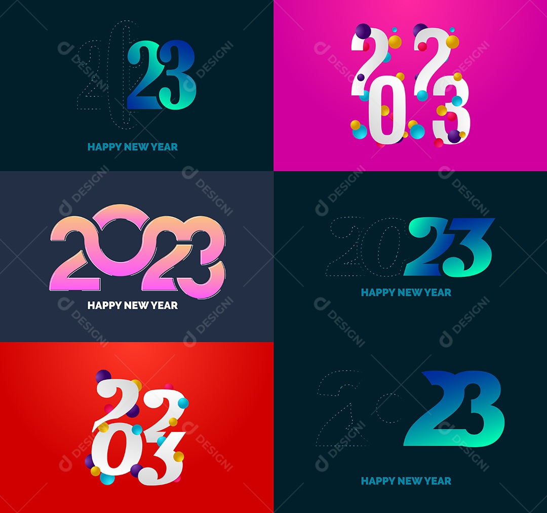 Coleção de Símbolos de Feliz Ano Novo de 2023 Vetor EPS