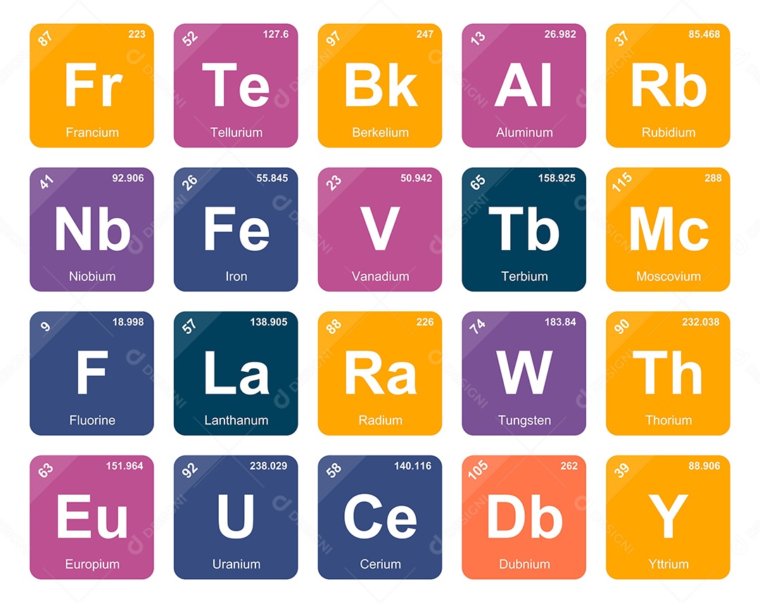 Tabela Periódica Colorida Ícones Vetor EPS