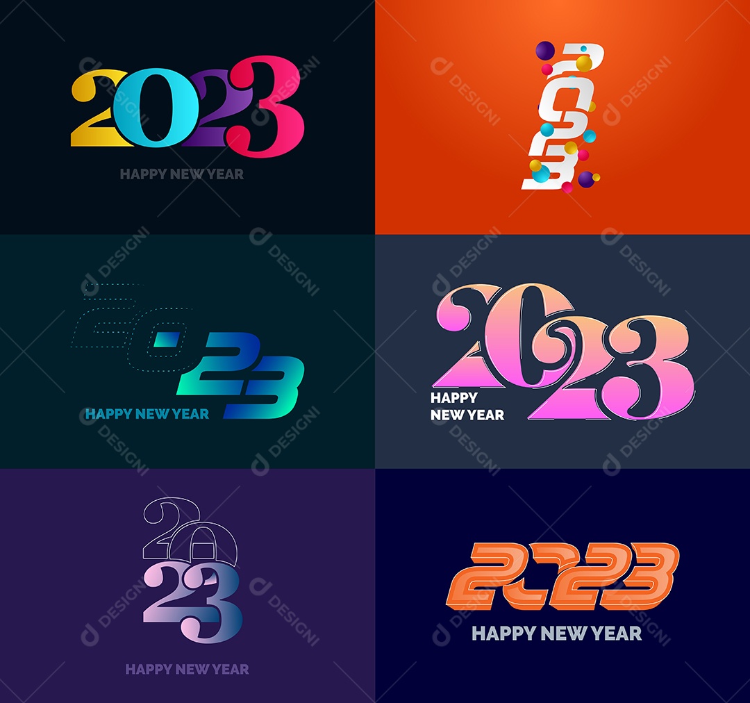 Coleção de Símbolos de Feliz Ano Novo de 2023 Vetor EPS