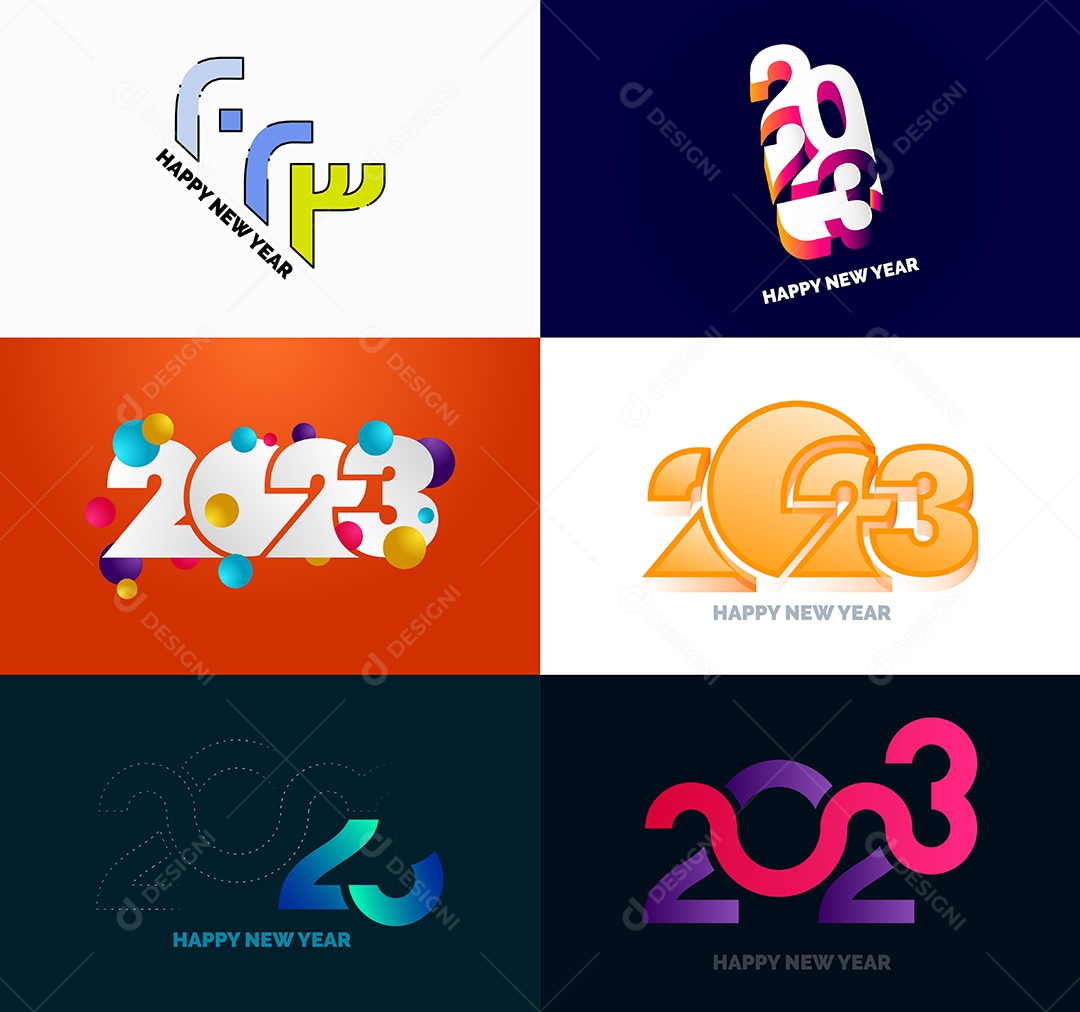 Coleção de Símbolos de Feliz Ano Novo de 2023 Vetor EPS