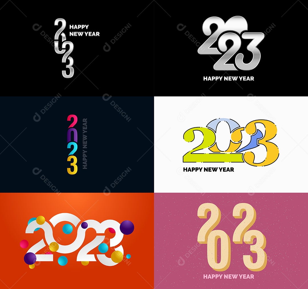 Coleção de Símbolos de Feliz Ano Novo de 2023 Vetor EPS