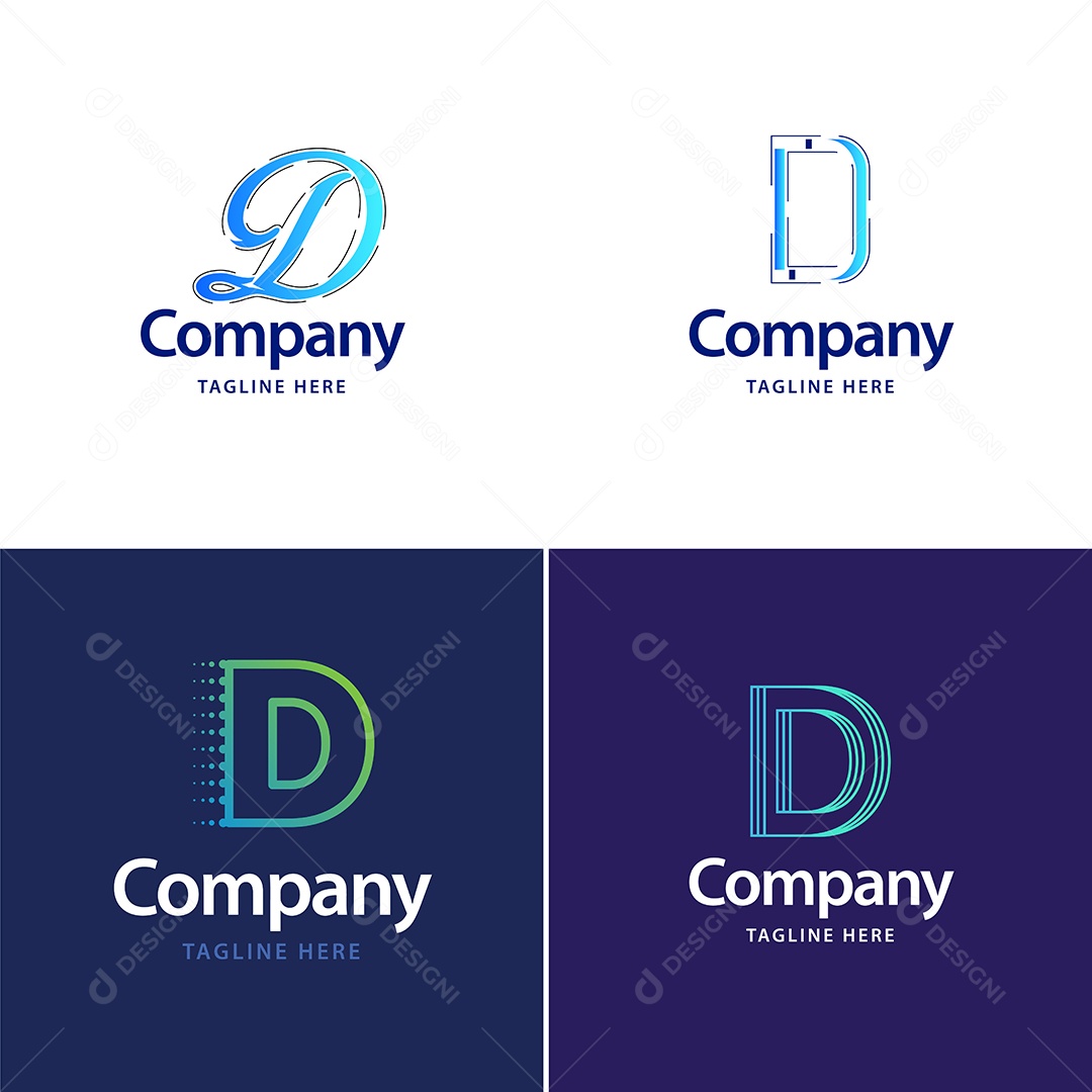Logo D Logotipos Modernos AI Editável