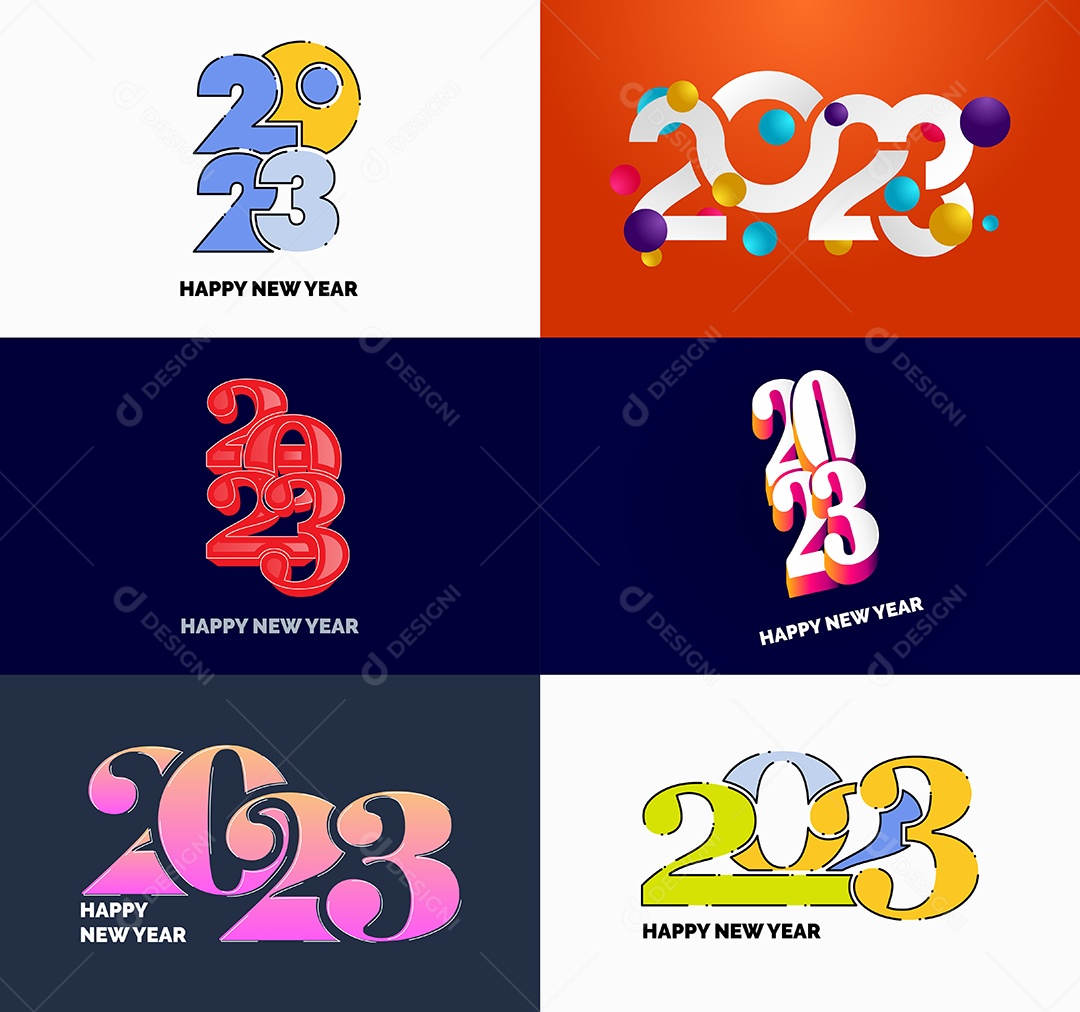 Coleção de Símbolos de Feliz Ano Novo de 2023 Vetor EPS