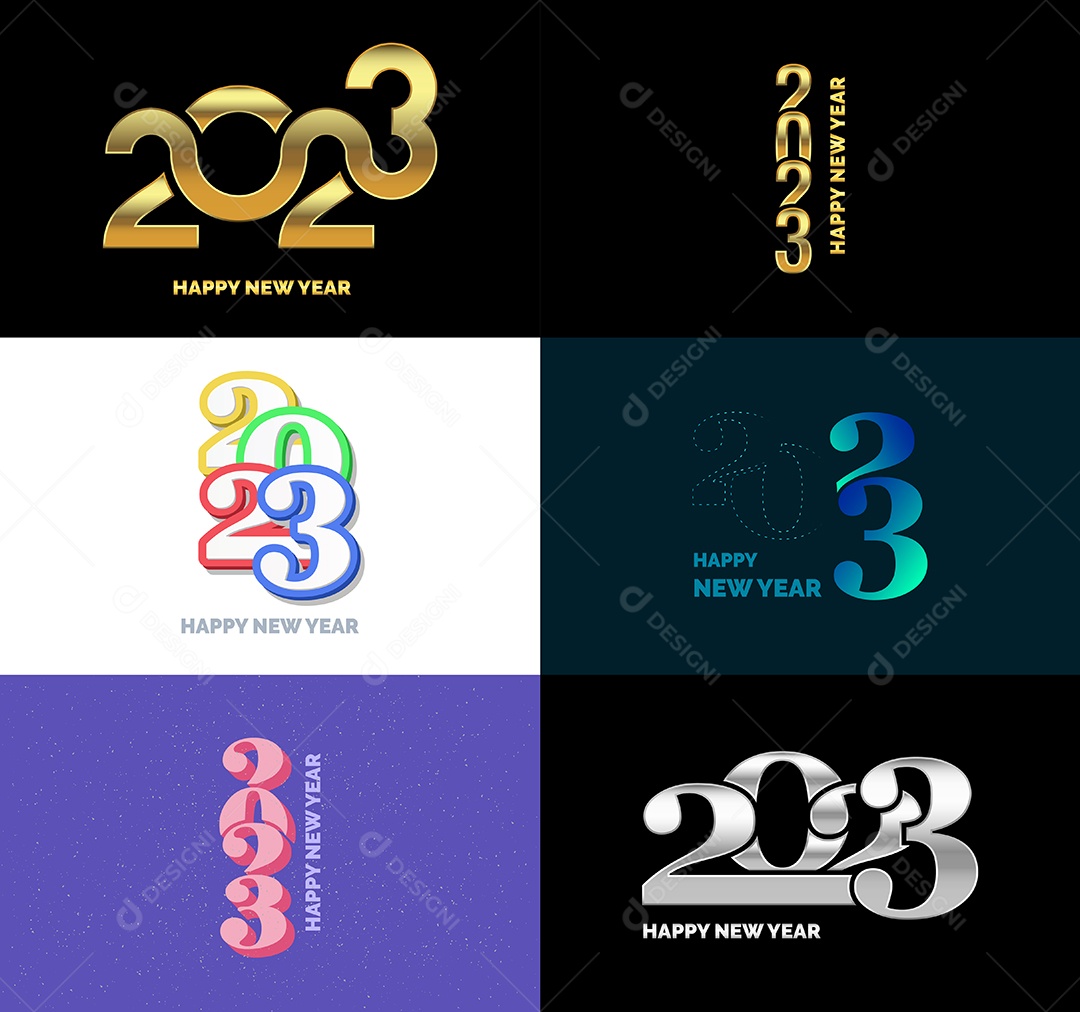 Coleção de Símbolos de Feliz Ano Novo de 2023 Vetor EPS