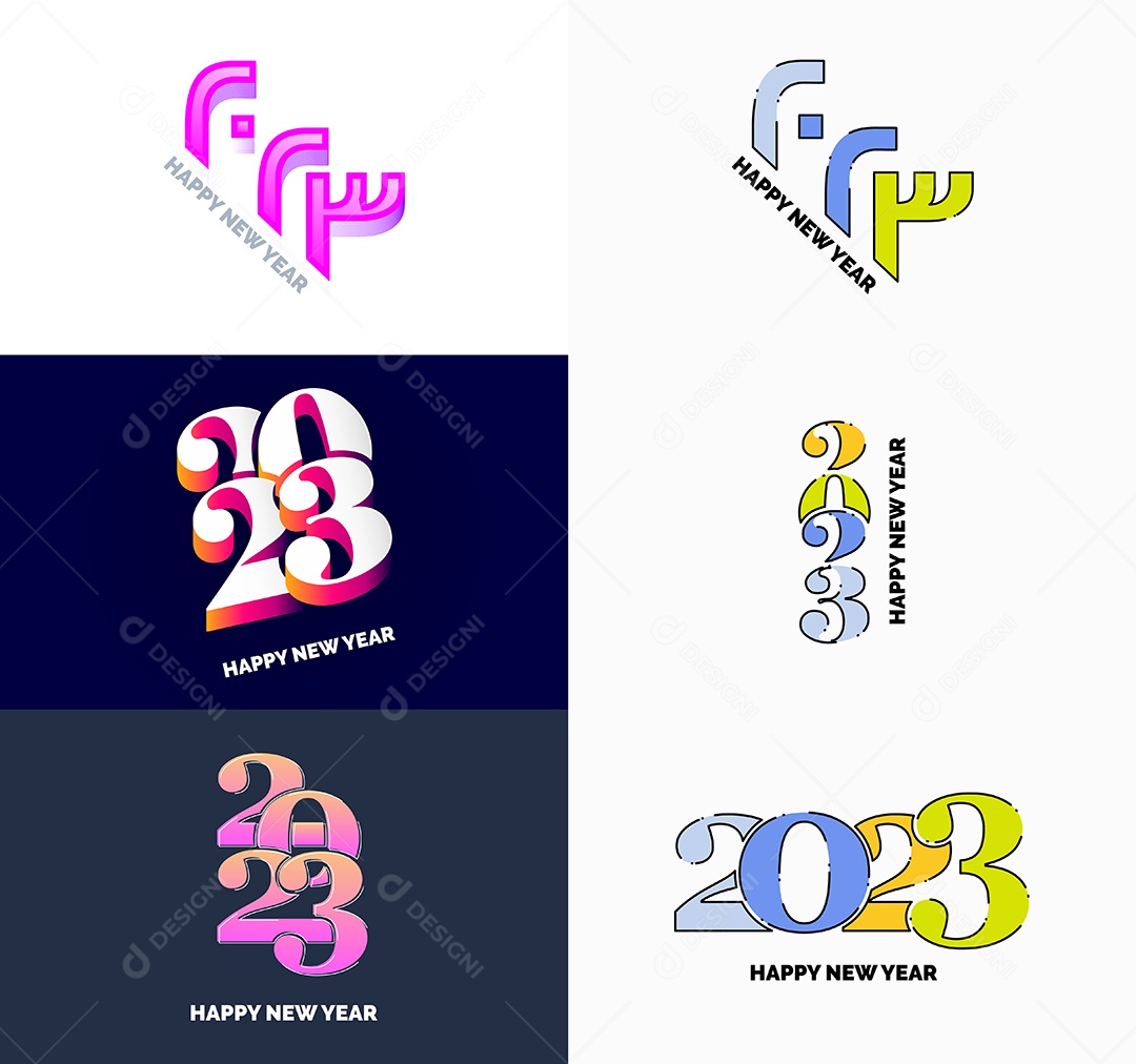 Coleção de Símbolos de Feliz Ano Novo de 2023 Vetor EPS