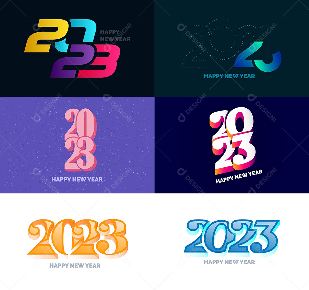 Coleção de Símbolos de Feliz Ano Novo de 2023 Vetor EPS