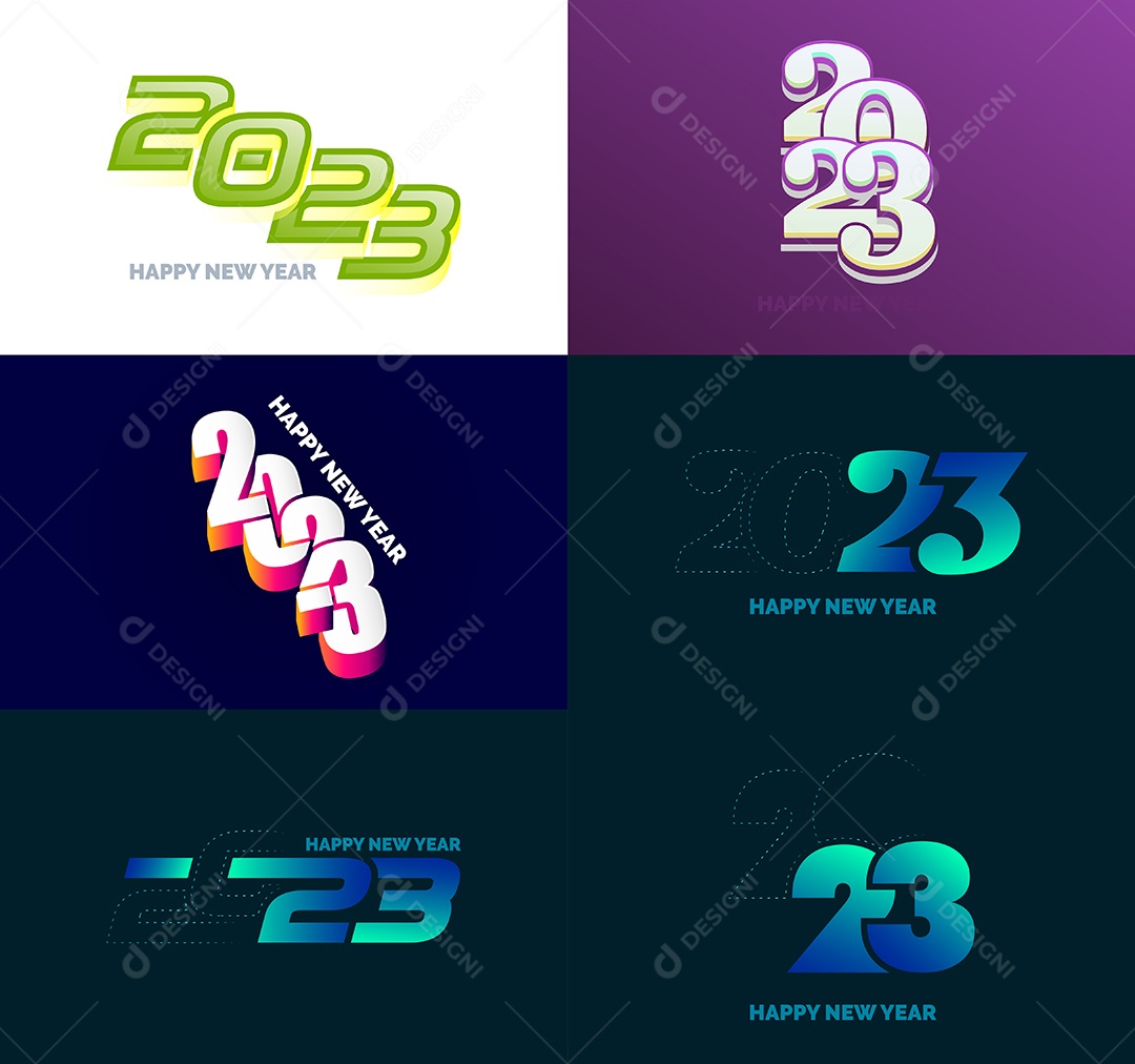 Coleção de Símbolos de Feliz Ano Novo de 2023 Vetor EPS