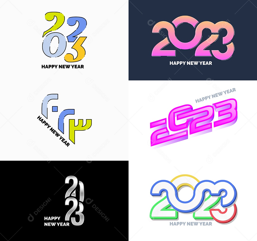 Coleção de Símbolos de Feliz Ano Novo de 2023 Vetor EPS