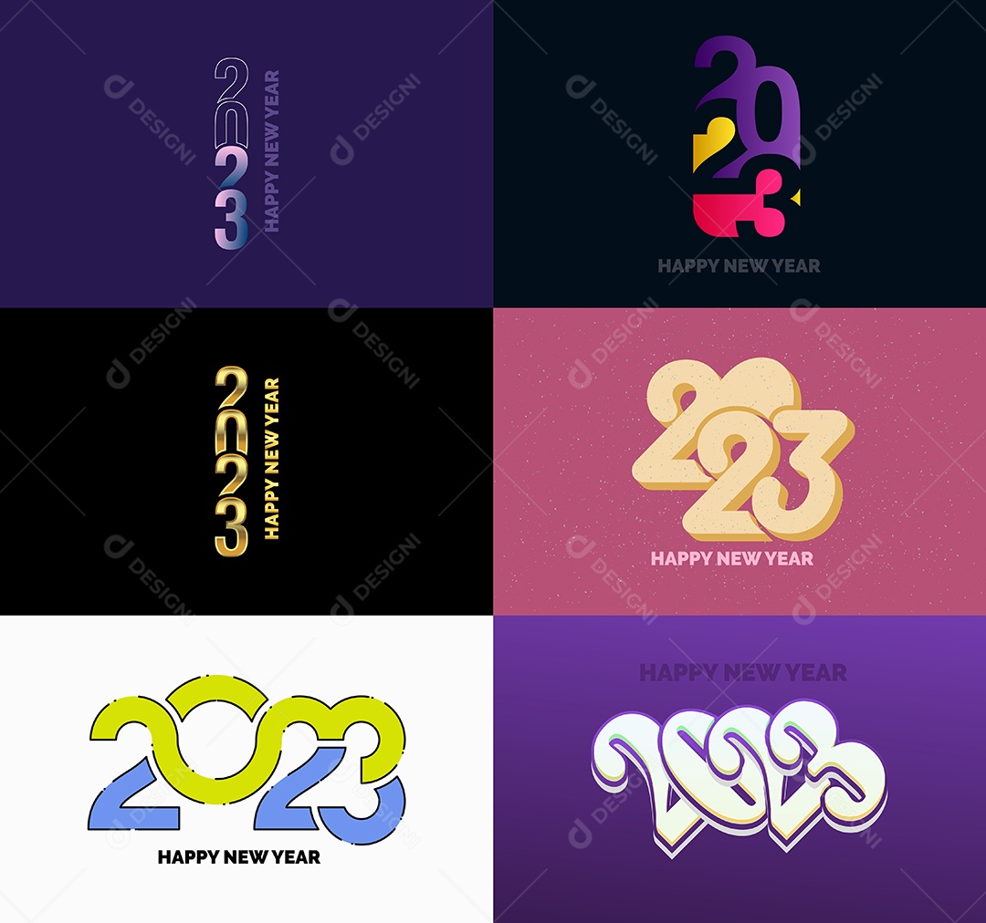 Coleção de Símbolos de Feliz Ano Novo de 2023 Vetor EPS
