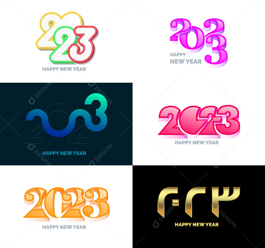 Coleção de Símbolos de Feliz Ano Novo de 2023 Vetor EPS