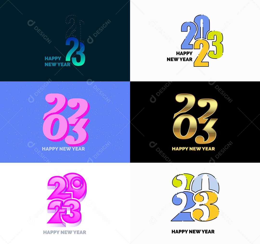 Coleção de Símbolos de Feliz Ano Novo de 2023 Vetor EPS