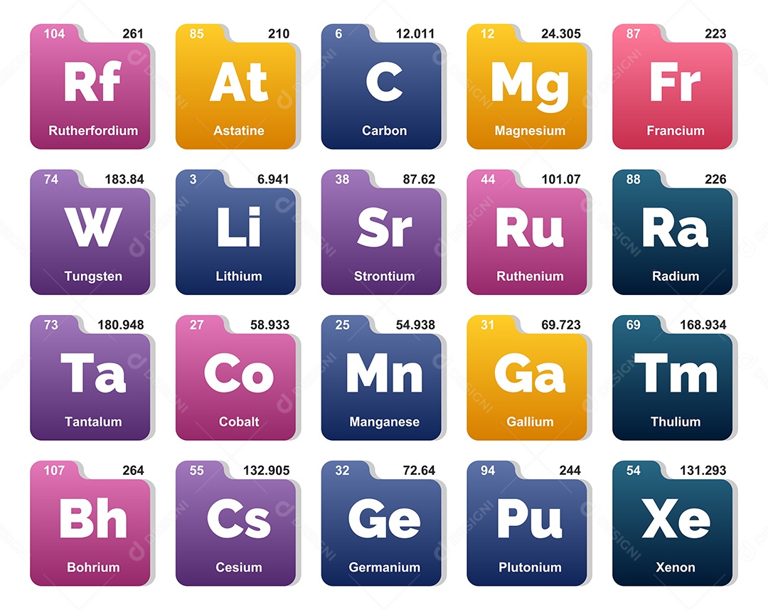 Tabela Periódica Colorida Ícones Vetor EPS