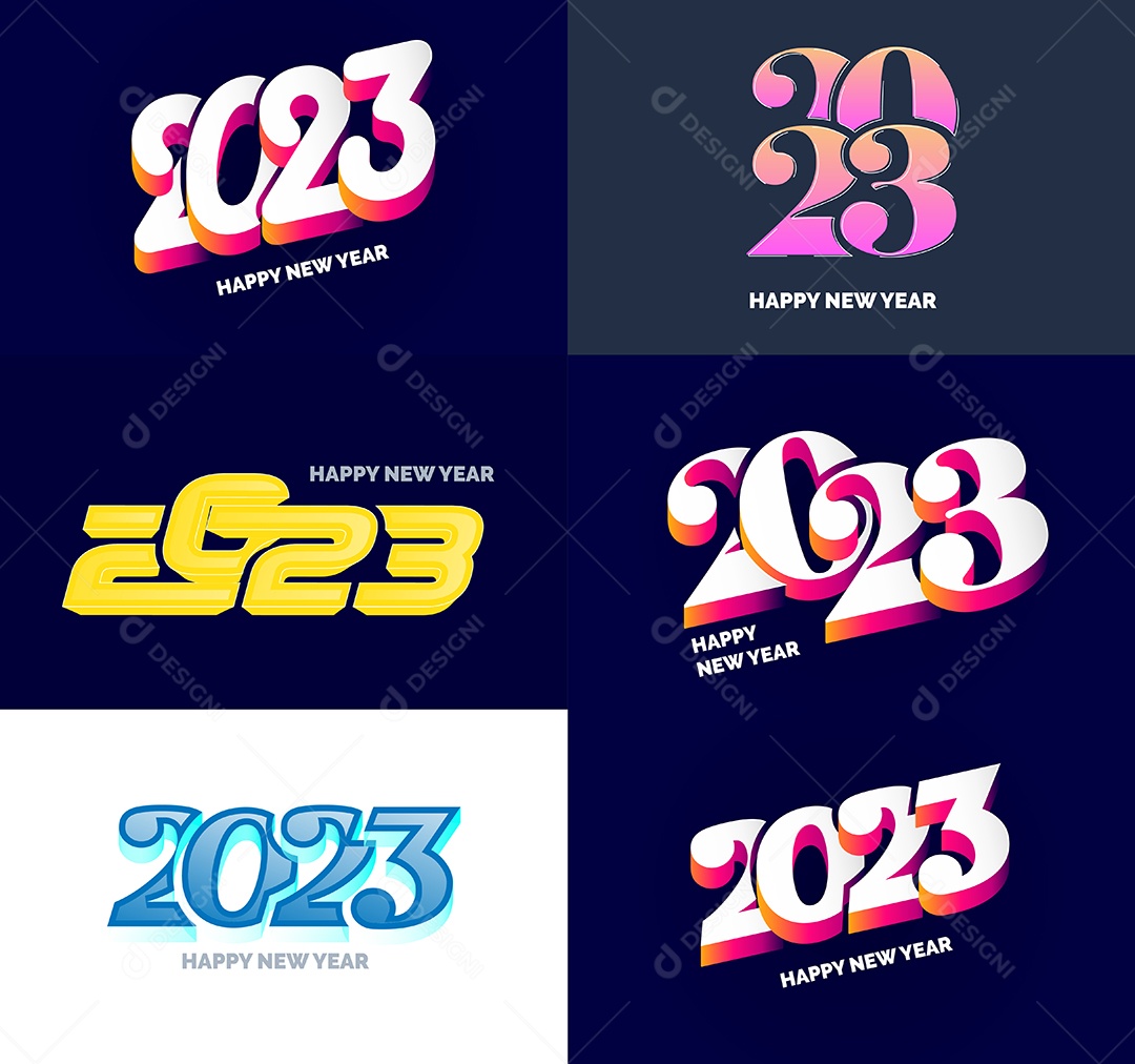 Coleção de Símbolos de Feliz Ano Novo de 2023 Vetor EPS