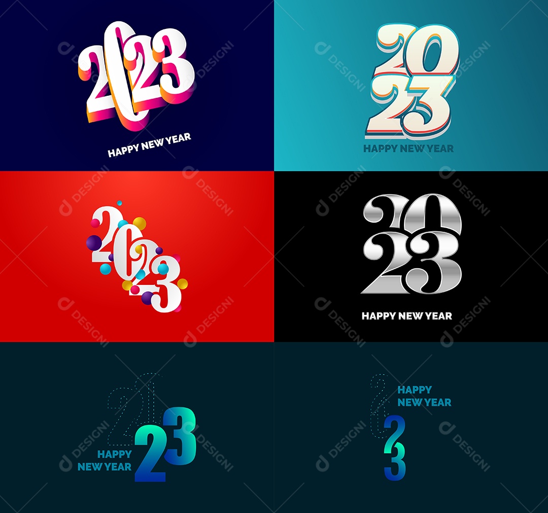 Coleção de Símbolos de Feliz Ano Novo de 2023 Vetor EPS