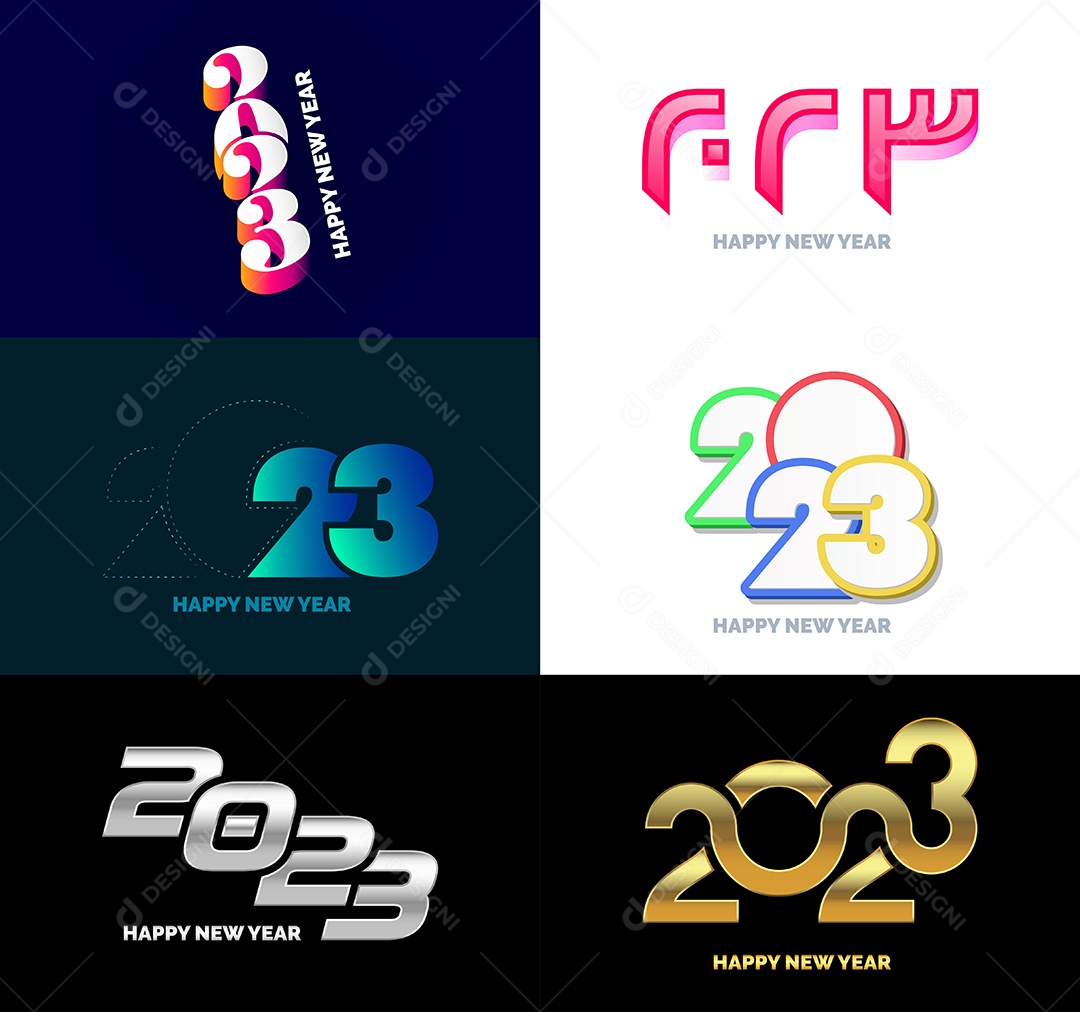 Coleção de Símbolos de Feliz Ano Novo de 2023 Vetor EPS