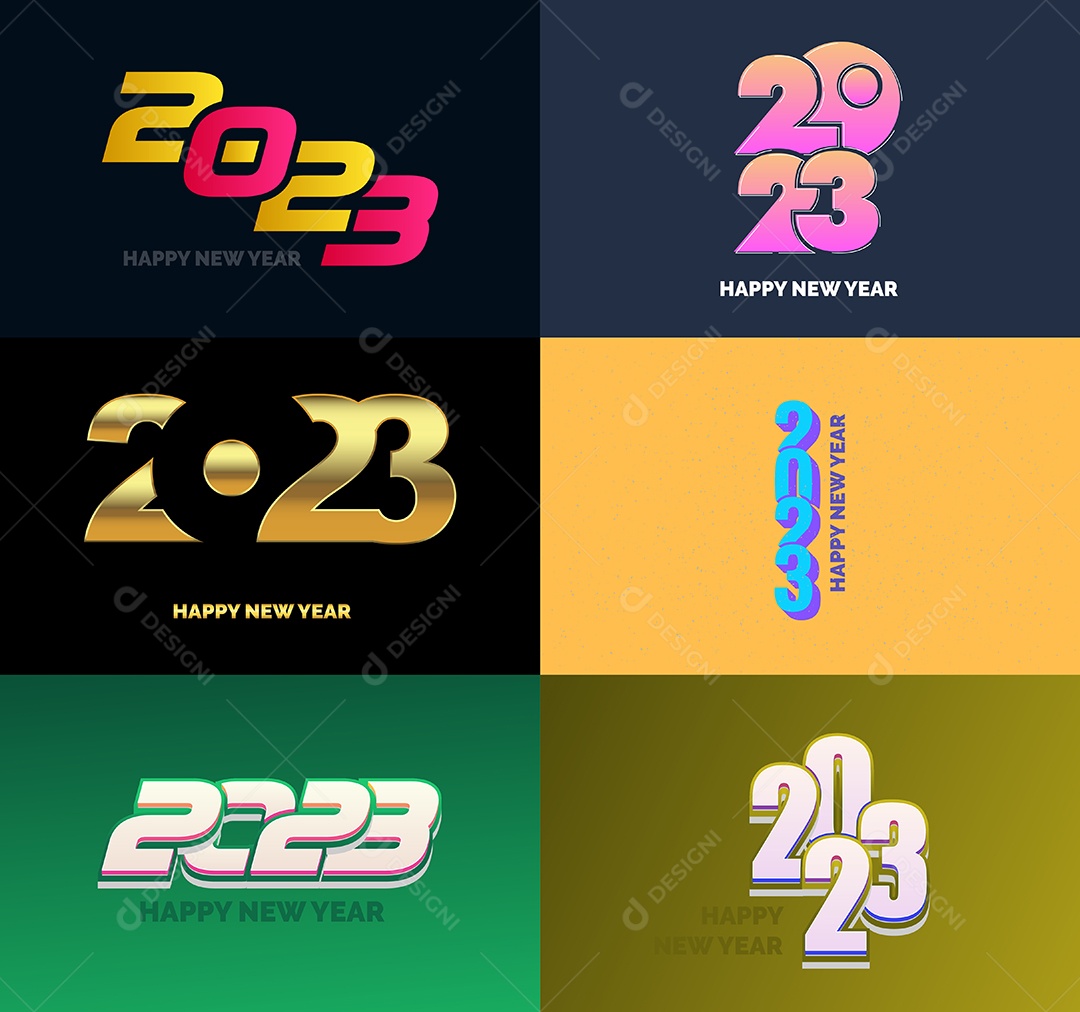 Coleção de Símbolos de Feliz Ano Novo de 2023 Vetor EPS