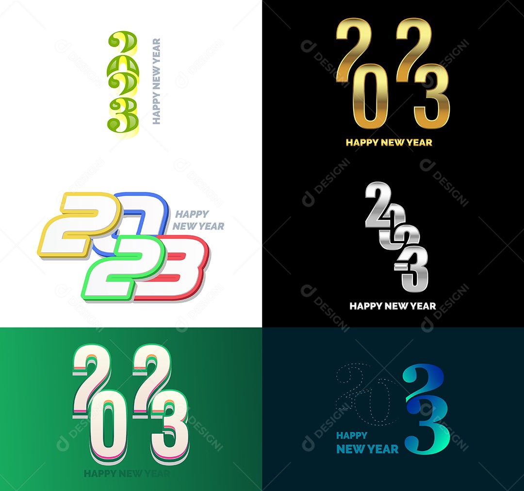Coleção de Símbolos de Feliz Ano Novo de 2023 Vetor EPS