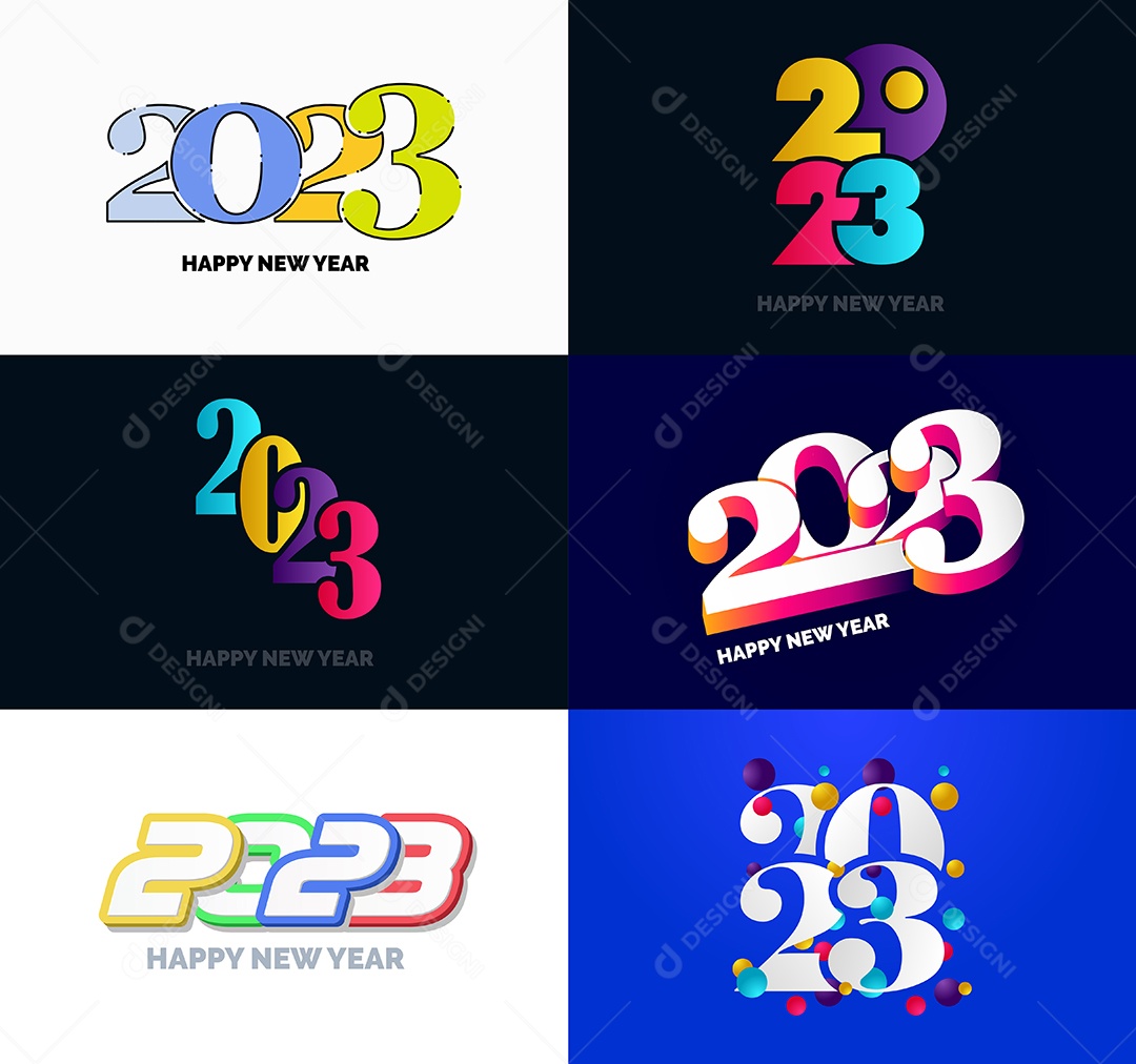 Coleção de Símbolos de Feliz Ano Novo de 2023 Vetor EPS