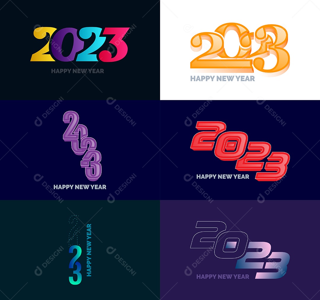 Coleção de Símbolos de Feliz Ano Novo de 2023 Vetor EPS