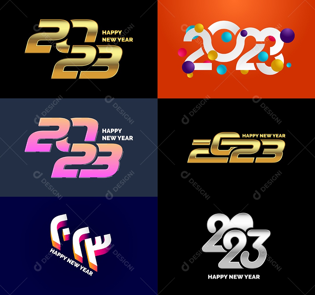 Coleção de Símbolos de Feliz Ano Novo de 2023 Vetor EPS