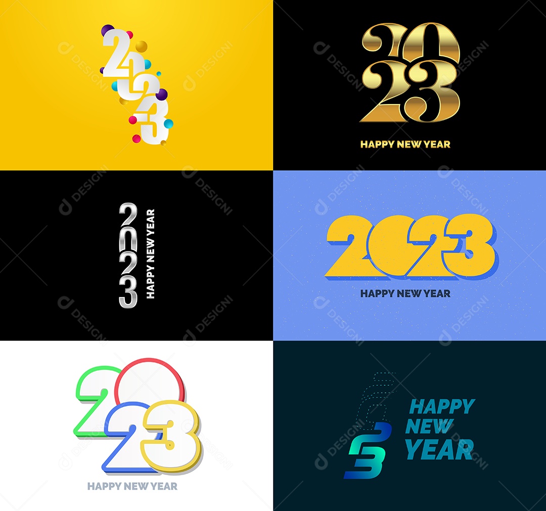 Coleção de Símbolos de Feliz Ano Novo de 2023 Vetor EPS