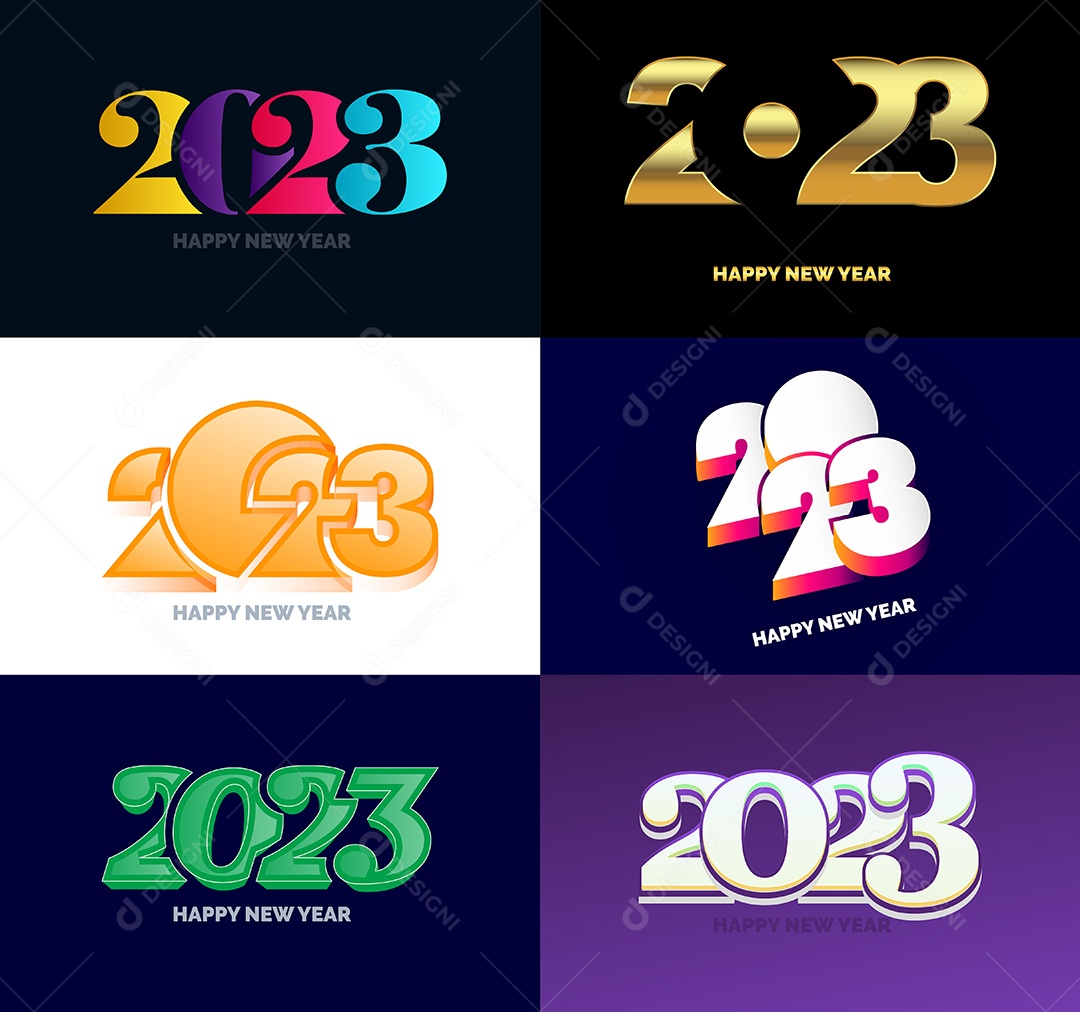 Coleção de Símbolos de Feliz Ano Novo de 2023 Vetor EPS