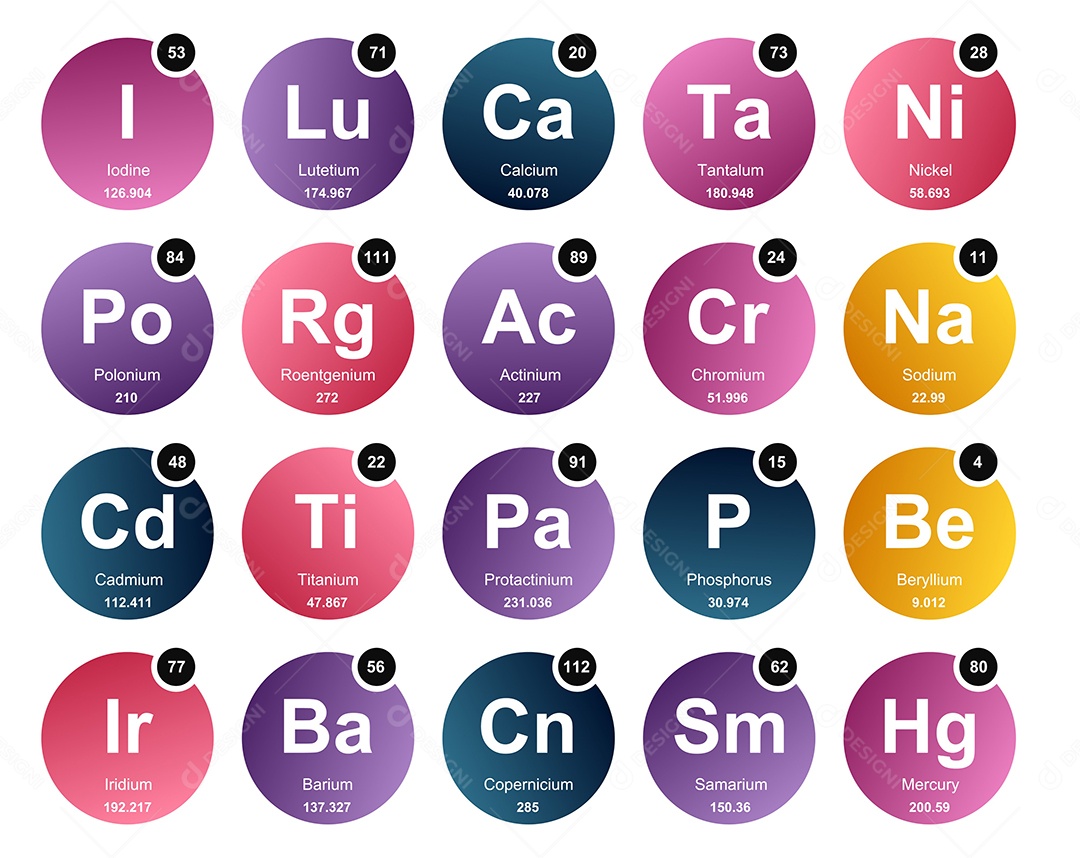 Tabela Periódica Colorida Ícones Vetor EPS