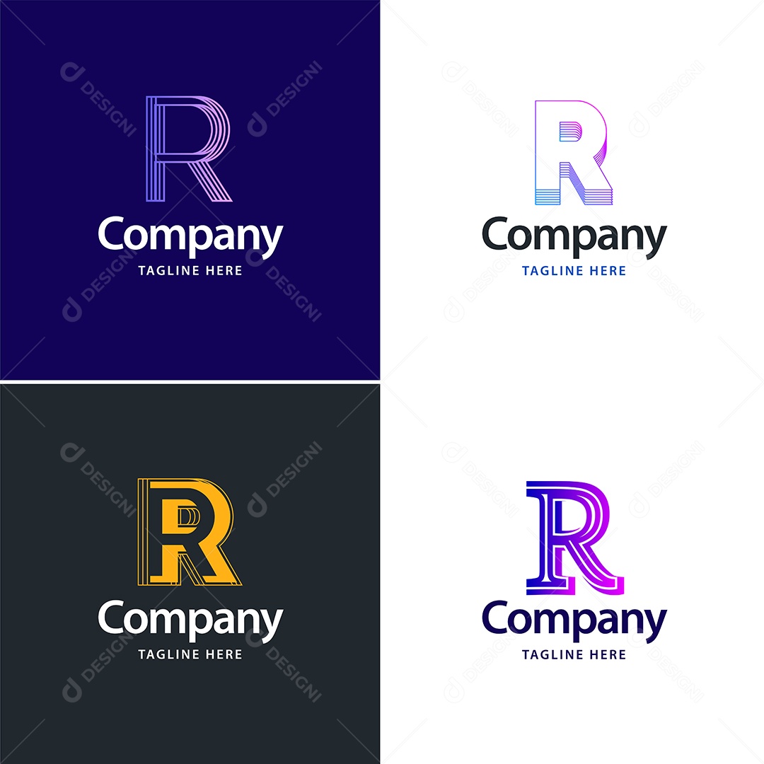 Logo R Logotipos Modernos AI Editável